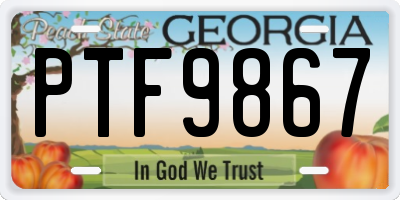 GA license plate PTF9867
