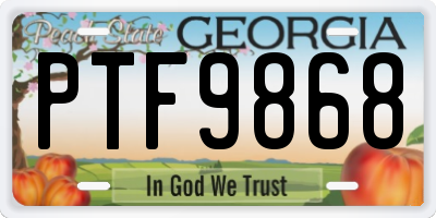 GA license plate PTF9868