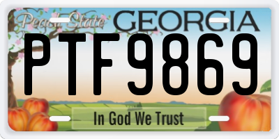 GA license plate PTF9869