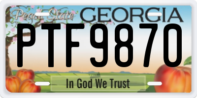 GA license plate PTF9870