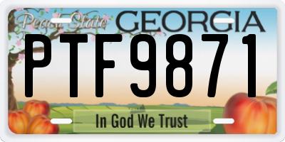 GA license plate PTF9871