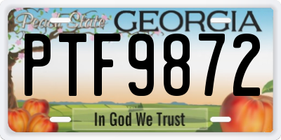 GA license plate PTF9872