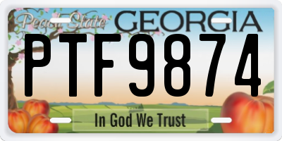 GA license plate PTF9874