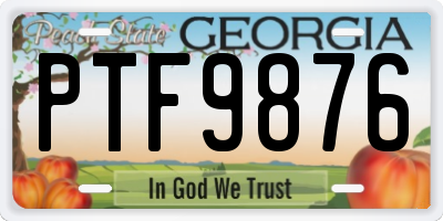 GA license plate PTF9876