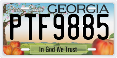 GA license plate PTF9885