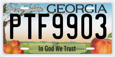 GA license plate PTF9903