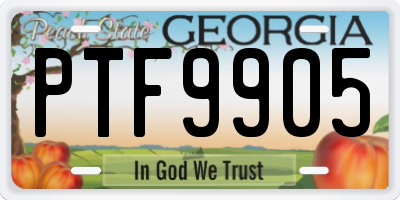 GA license plate PTF9905