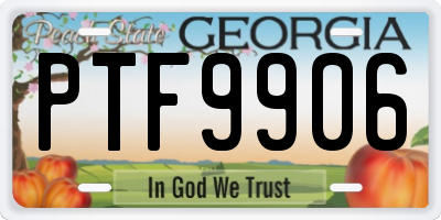 GA license plate PTF9906
