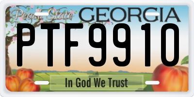 GA license plate PTF9910