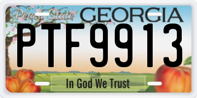 GA license plate PTF9913