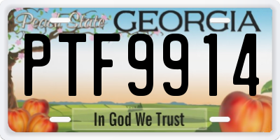 GA license plate PTF9914