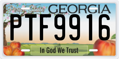 GA license plate PTF9916