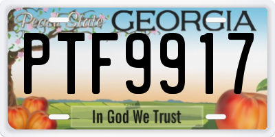 GA license plate PTF9917