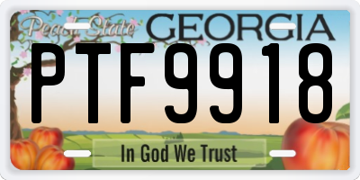GA license plate PTF9918