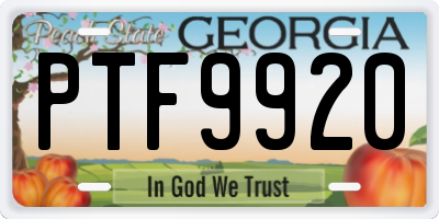 GA license plate PTF9920