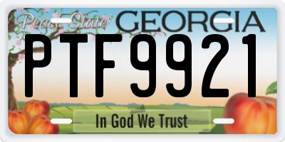 GA license plate PTF9921