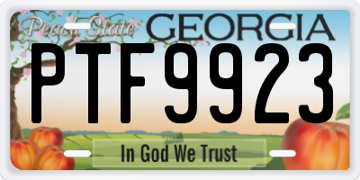 GA license plate PTF9923