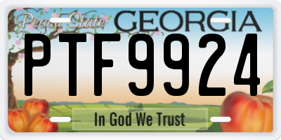 GA license plate PTF9924