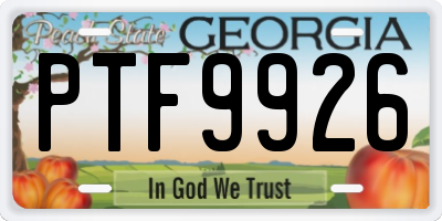 GA license plate PTF9926