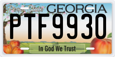 GA license plate PTF9930