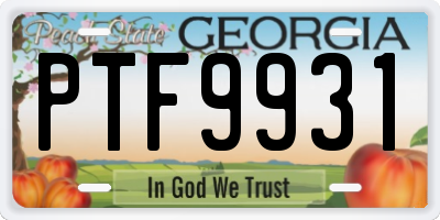 GA license plate PTF9931