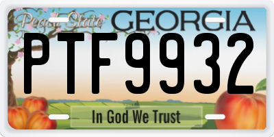 GA license plate PTF9932