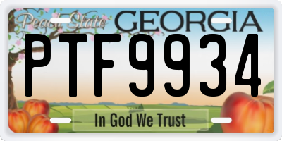 GA license plate PTF9934