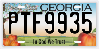 GA license plate PTF9935