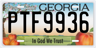 GA license plate PTF9936