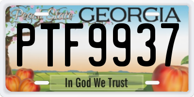 GA license plate PTF9937