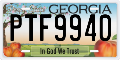 GA license plate PTF9940