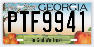 GA license plate PTF9941