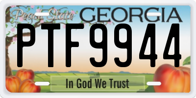GA license plate PTF9944