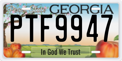 GA license plate PTF9947