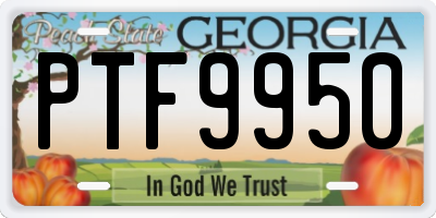 GA license plate PTF9950