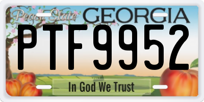 GA license plate PTF9952