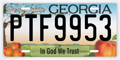 GA license plate PTF9953