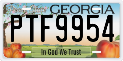GA license plate PTF9954