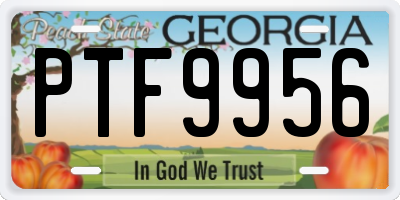 GA license plate PTF9956