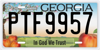 GA license plate PTF9957