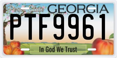 GA license plate PTF9961
