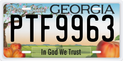 GA license plate PTF9963