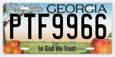 GA license plate PTF9966