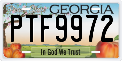 GA license plate PTF9972