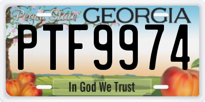 GA license plate PTF9974