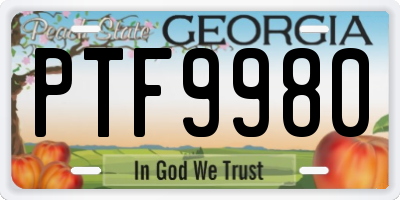 GA license plate PTF9980