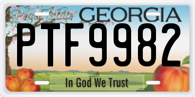 GA license plate PTF9982