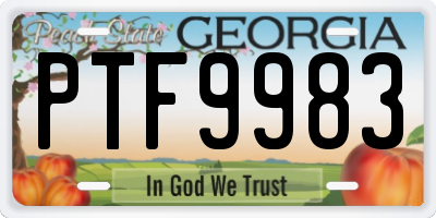 GA license plate PTF9983