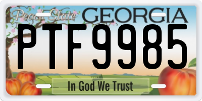 GA license plate PTF9985
