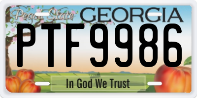GA license plate PTF9986